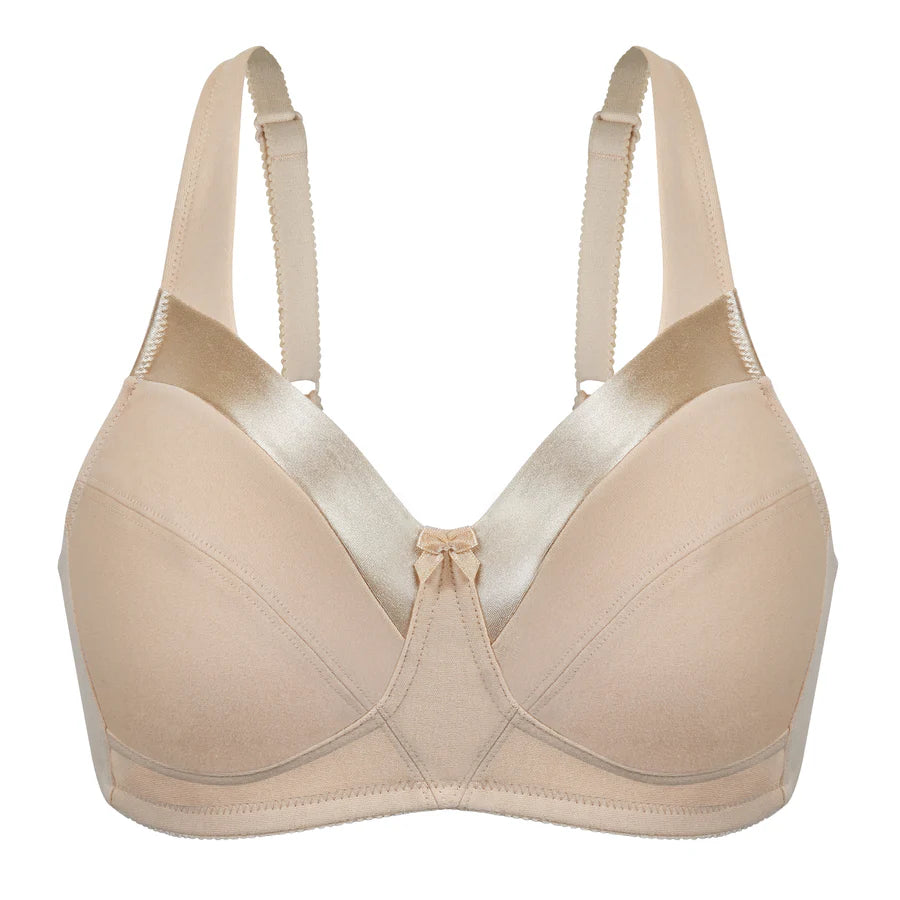 Bestform 5006715 Satin Trim Wireless Cotton Bra with Unlined Cups