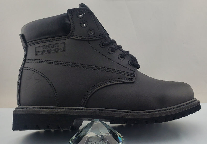 Men's 6" Non-Metal Leather Inmate Boots - Black