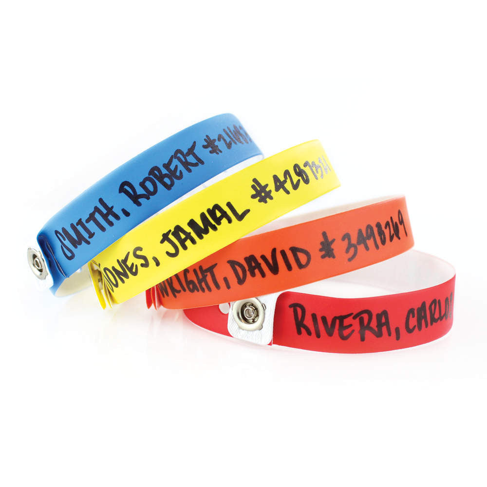 Clincher Jr. Write-On Identification Wristbands with Snap Closure