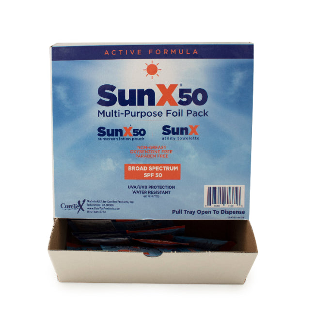 CoreTex Sun X SPF 50+ Broad Spectrum Sunscreen Lotion Packet with Dry Towelette