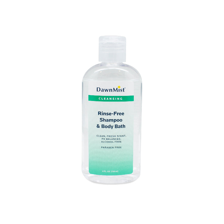 Dawn Mist NRB4586 Rinse Free Shampoo & Body Bath 4 oz. Bottle with Twist Cap (Case)