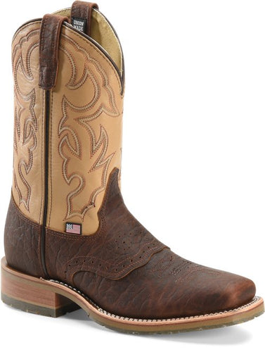 Double-H DH4305 Graham 11" Bison Wide Square Toe I.C.E.-Sole Soft-Toe Roper Work Boot - Brown