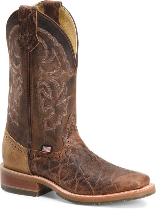 Double-H DH4645 Harshaw 12" Wide Square Toe I.C.E.-Sole Roper Work Boot - Brown