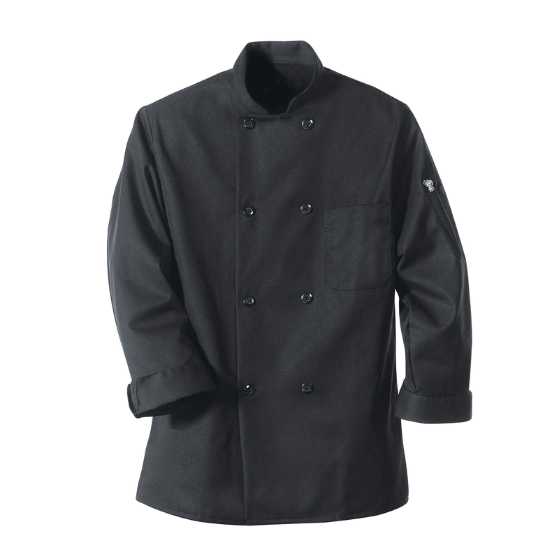 Red Kap KT76 Eight Pearl Button Black Chef Coat