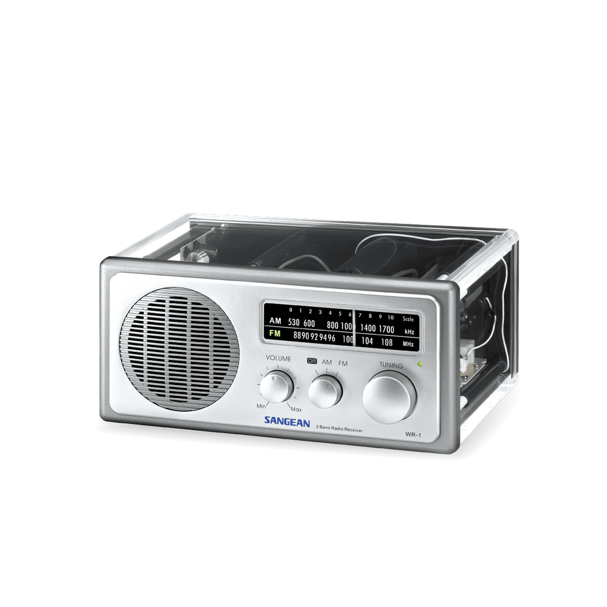 Sangean WR-1CL Analog AM/FM Clear Table-Top Radio