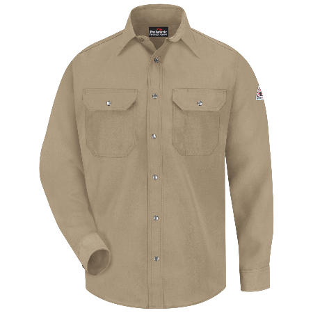 Bulwark SNS2 Mens Lightweight FR Snap Front Deluxe Uniform Shirt - Nomex IIIA (HRC 1 - 4.4 cal)