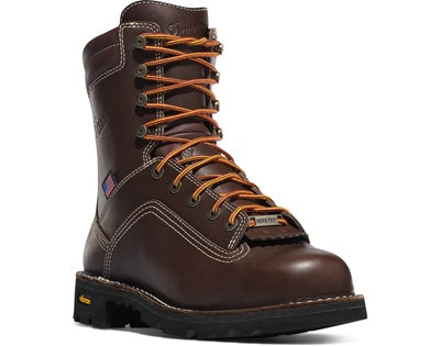 Danner 17307 Quarry USA 8" Work Boots with Alloy Safety Toe - Brown