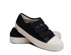 Low-Top Canvas Triple Velcro Strap Basketball Sneakers