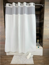 Load image into Gallery viewer, Kartri HANG2IT Deluxe Waffle Shower Curtain with Light Window and Snap Liner
