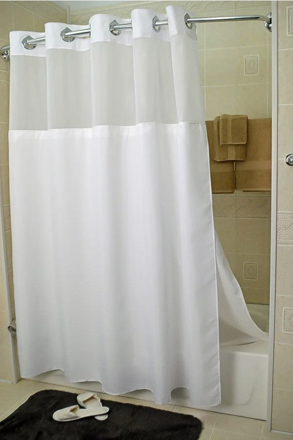 Kartri HANG2IT Duo Poly Shower Curtain with Light Window and Snap Liner