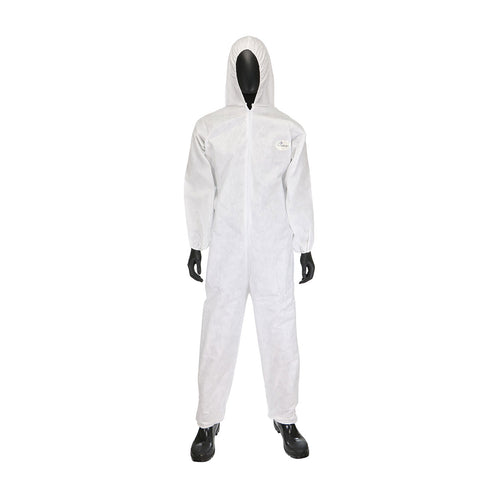 PosiWear M3 C3806 White Disposable Hooded Coveralls with Elastic Wrists and Ankles (Case)
