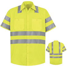 Load image into Gallery viewer, Red Kap SS24 High Visibility Short Sleeve Work Shirt with Reflective Stripe - Type R, Class 2
