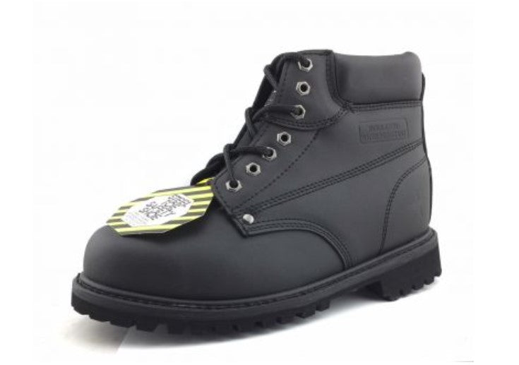 Men's 6" Leather Steel Toe Inmate Work Boots - Black
