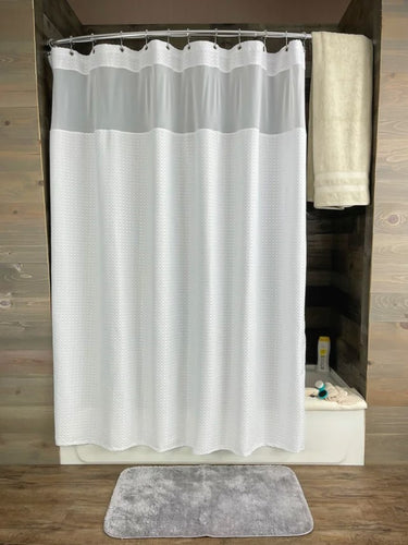 Kartri CTY Waffle Polyester Shower Curtain with Grommet Eyelets, White, 72"x72" or 72"x78"