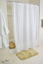 Load image into Gallery viewer, Kartri VCA Vision Check Polyester Shower Curtain with Sewn Eyelets, White or Beige, 72&quot;x72&quot;
