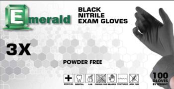 Emerald 3X Black Exam Nitrile Powder-Free, 3 Mil (case)