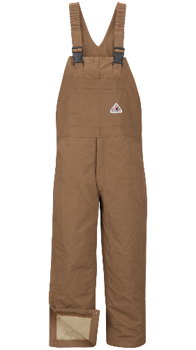 Bulwark BLN6 Men's Heavyweight FR Insulated Brown Duck Bib Overall with Knee Zip