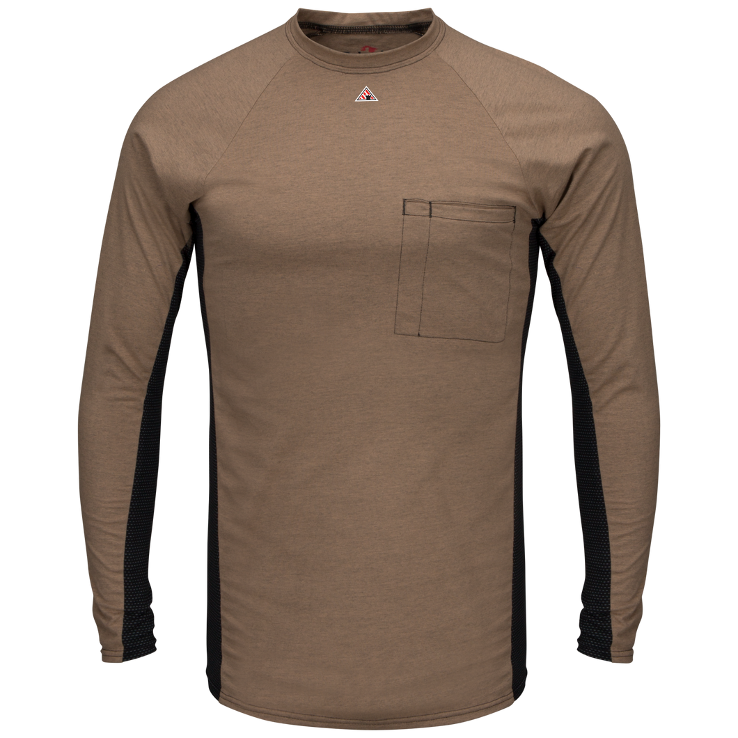 Bulwark MPS8 Men's FR Long Sleeve Base Layer with Concealed Chest Pocket