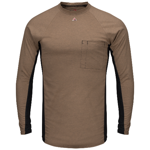 Bulwark MPS8 Men's FR Long Sleeve Base Layer with Concealed Chest Pocket