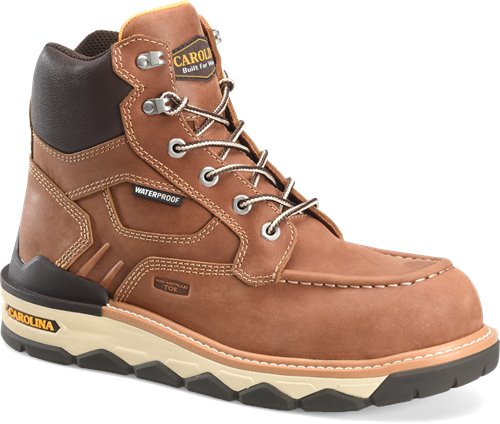 Carolina CA7834 Men's Guardian 6” Waterproof Comp Toe Moc Toe Wedge Work Boot - Brown