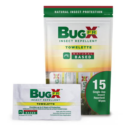 CoreTex Bug X FR Insect Repellent without Deet, Single Dose Towelettes