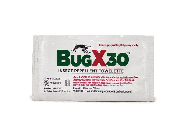 CoreTex Bug X 30 Insect Repellent - Single Dose Towelettes