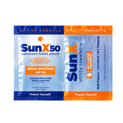 CoreTex Sun X SPF 50+ Broad Spectrum Sunscreen Lotion Packet with Dry Towelette