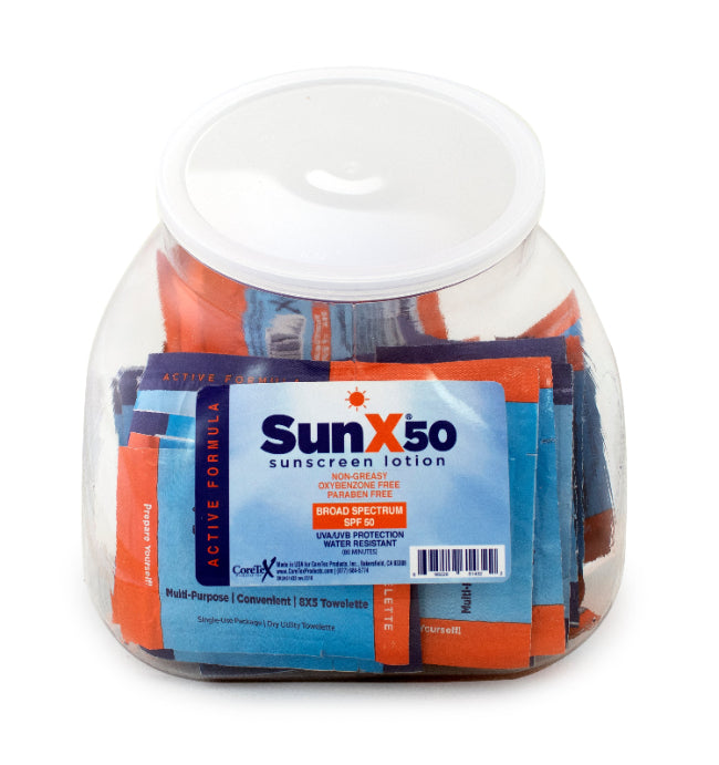 CoreTex Sun X SPF 50+ Broad Spectrum Sunscreen Lotion Packet with Dry Towelette