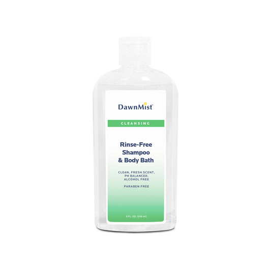 Dawn Mist NR08 Rinse Free Shampoo & Body Bath 8 oz. Bottle with Dispensing Cap (Case)