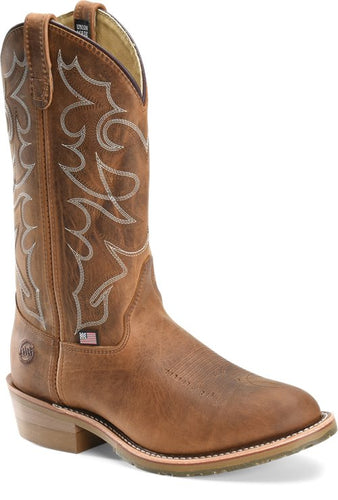 Double-H DH1552 Dylan 12" Wide Square Toe I.C.E.-Sole Soft Toe Roper Work Boot - Brown