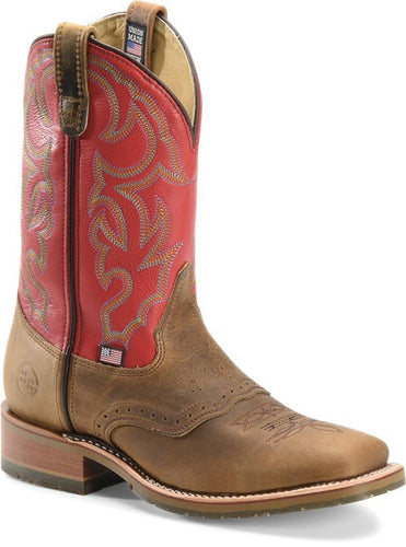 Double-H DH3556 Roger 11" Wide Square Toe I.C.E.-Sole Roper Work Boot - Brown