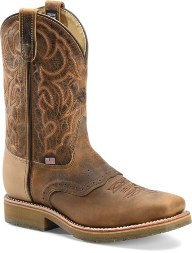 Double-H DH3567 Dwight 11" Wide Square Toe I.C.E.-Sole Steel Toe Roper Work Boot - Brown