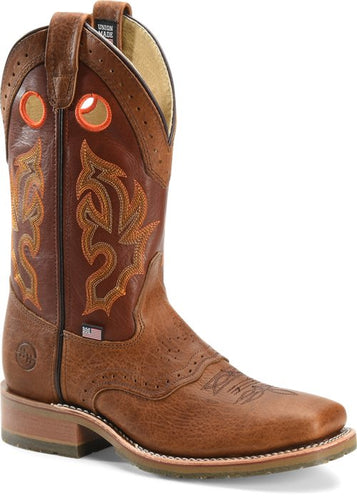 Double-H DH4400 Mickey 12" Soft Toe Roper Western Work Boot - Brown