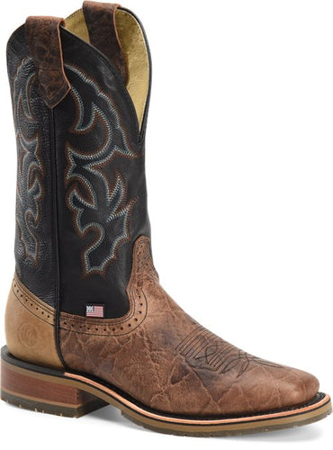 Double-H DH4644 Grissom 12" Wide Square Toe I.C.E.-Sole Roper Work Boot - Brown and Black
