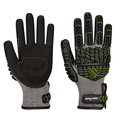 Portwest A755 VHR15 Nitrile Foam Impact Glove, Black/Green