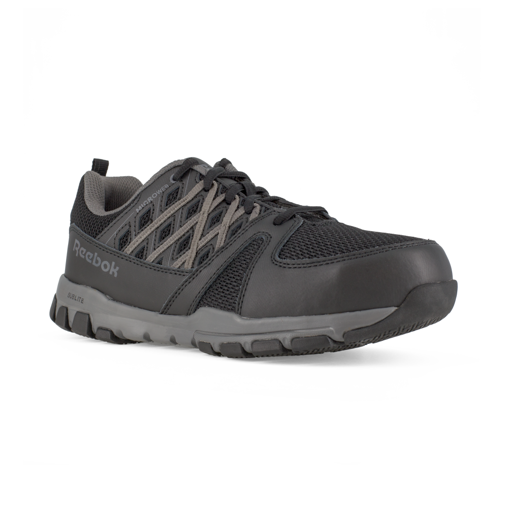 Reebok RB416 Women's Sublite Work Steel Toe Athletic Oxford - Black-Grey