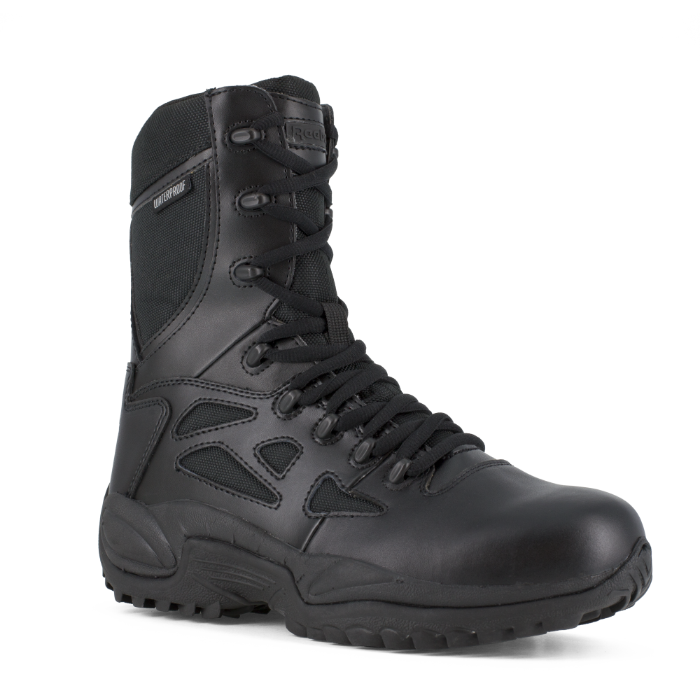 Reebok RB8877 Men's Rapid Response RB Waterproof Tactical Boots - Side Zip - Black