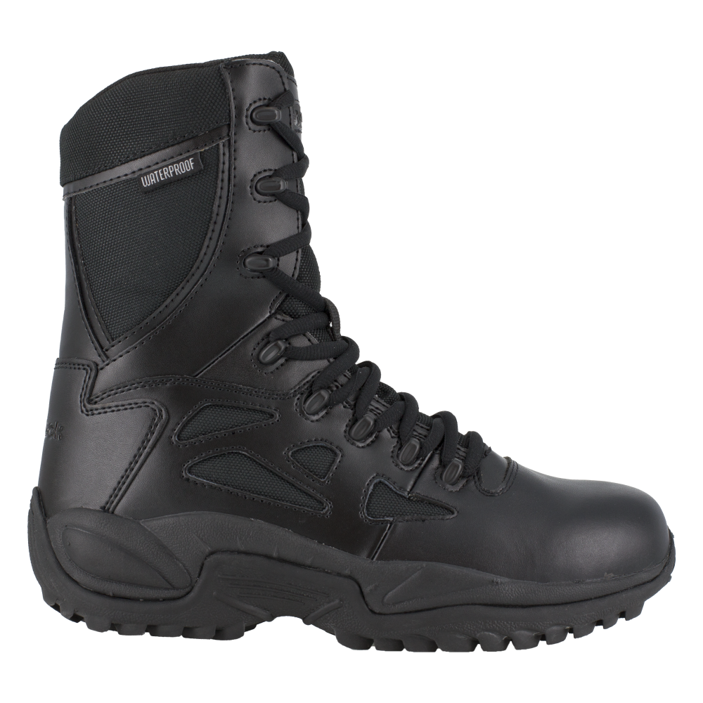 Reebok RB8877 Men's Rapid Response RB Waterproof Tactical Boots - Side Zip - Black
