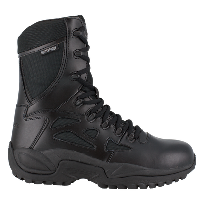 Reebok RB8877 Men's Rapid Response RB Waterproof Tactical Boots - Side Zip - Black