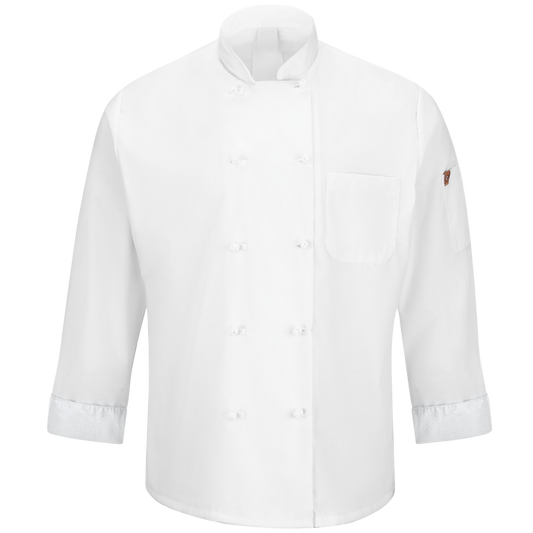 Red Kap 044X Men's Ten Knot Button Chef Coat with OilBlok + MIMIX