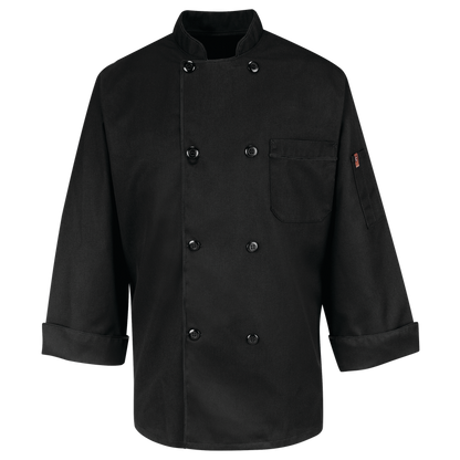 Red Kap KT76 Eight Pearl Button Black Chef Coat