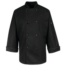 Load image into Gallery viewer, Red Kap KT76 Eight Pearl Button Black Chef Coat

