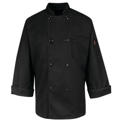 Red Kap KT76 Eight Pearl Button Black Chef Coat