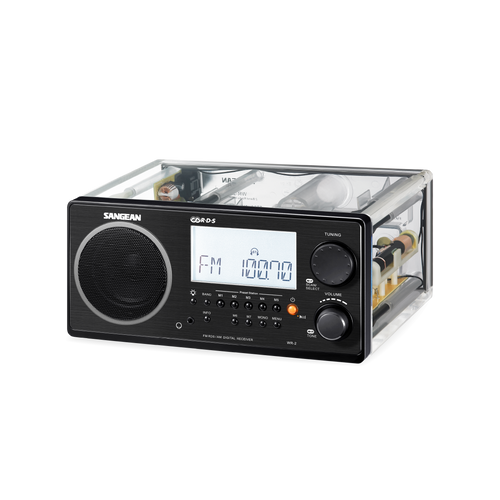 Sangean WR-2 Digital AM-FM Clear Cabinet Table-Top Radio - Clear or Opaque