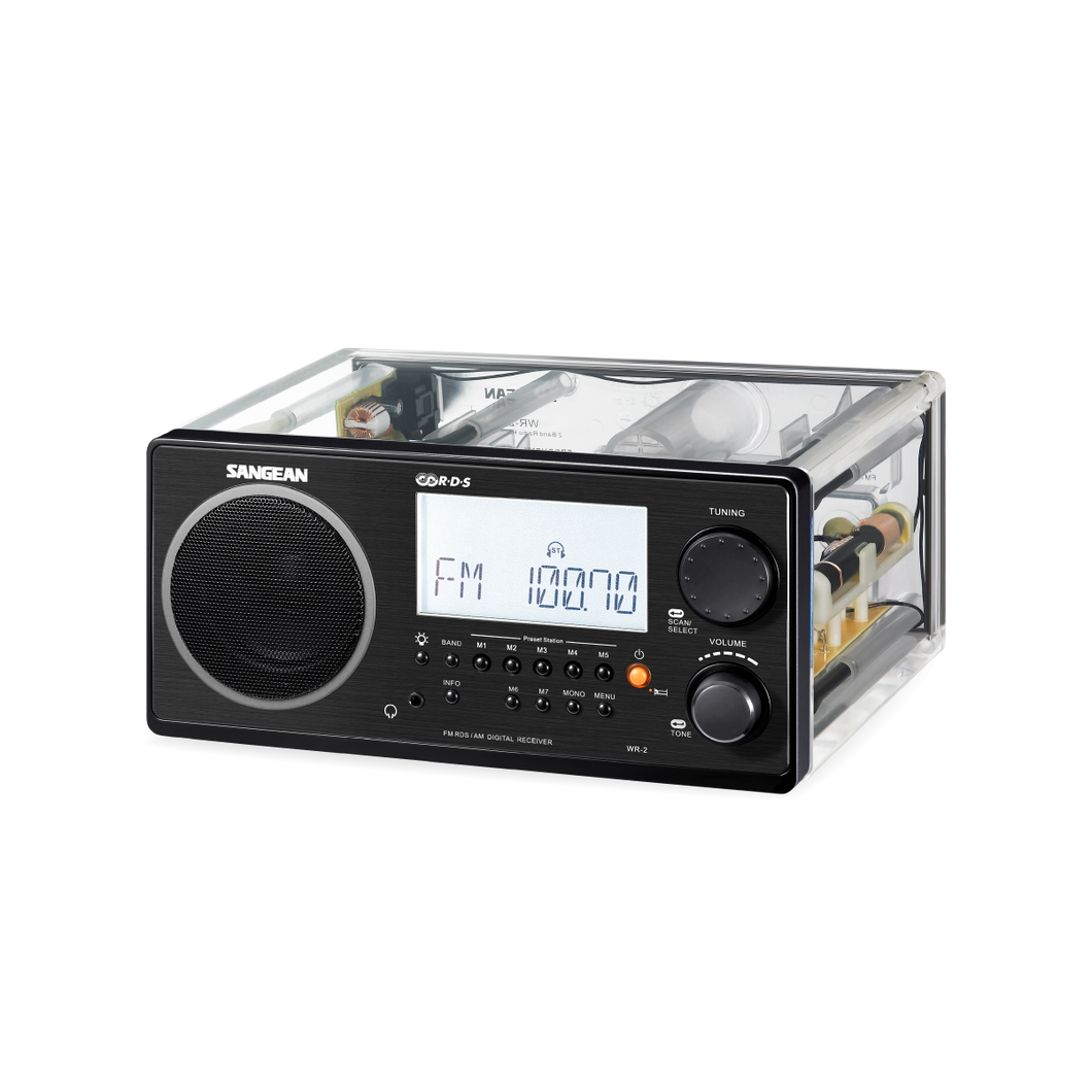 Sangean WR-2CL Digital AM-FM Clear Cabinet Table-Top Radio
