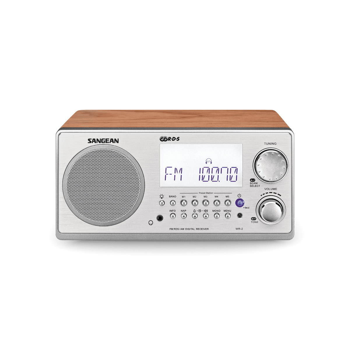 Sangean WR-2CL Digital AM-FM Clear Cabinet Table-Top Radio
