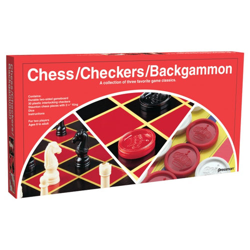 Checkers/Chess/Backgammon 3-in-1 Game Set