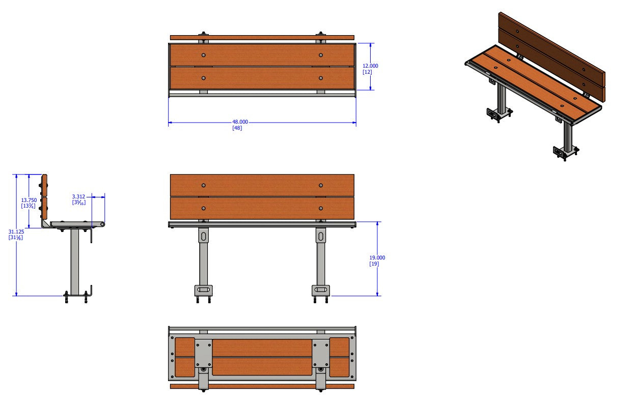 Prisoner Bench with Backrest