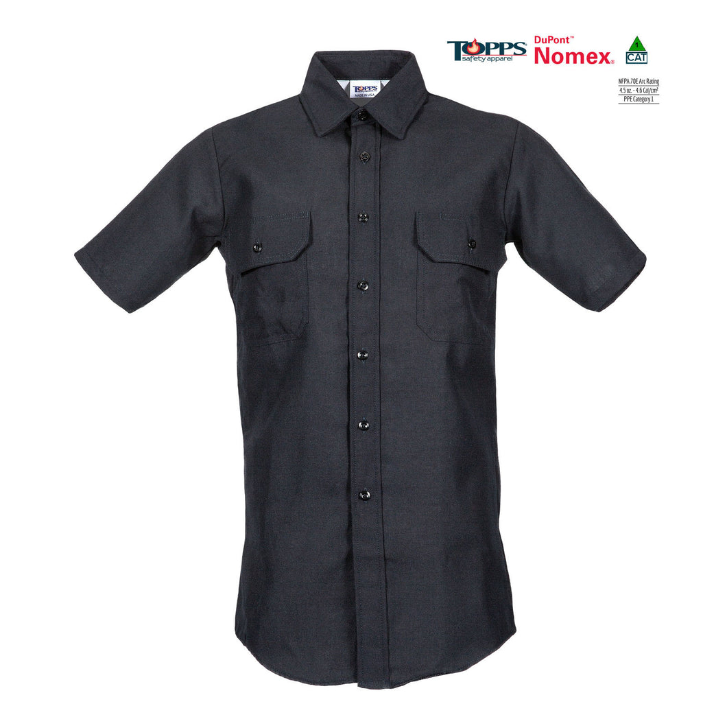 Topps Safety Apparel SH16 Short Sleeve Flame Resistant Button-Front Uniform Shirt - Nomex IIIA (HRC 1 - 4.6 cal)