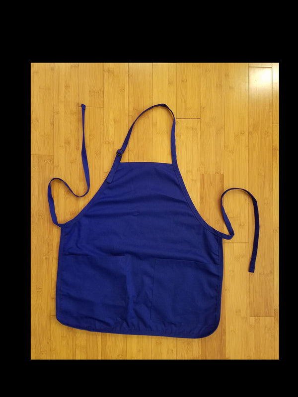 Royal Blue Bib Aprons with Two Patch Pockets (Dozen)